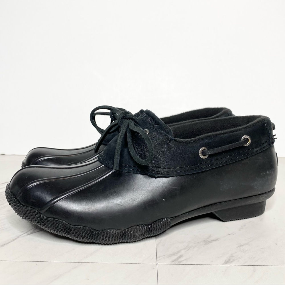 Sperry Salt Water 1 Eye Black Duck Shoe Bootie 8